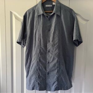 Cubavera Blue/Gray Casual Button Down Shirt Size Large  EUC